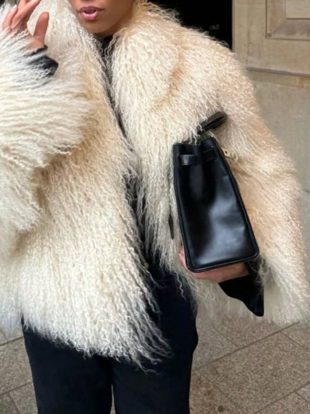 Apricot Preppy Women's Faux Fur Oversized Stand Collar Coat